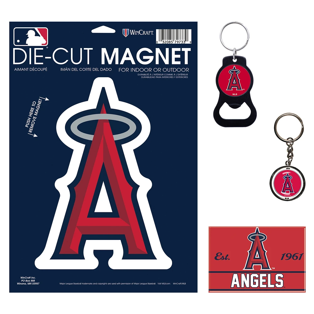 WinCraft Los Angeles Angels 4-Pack Key Rings and Magnets Set