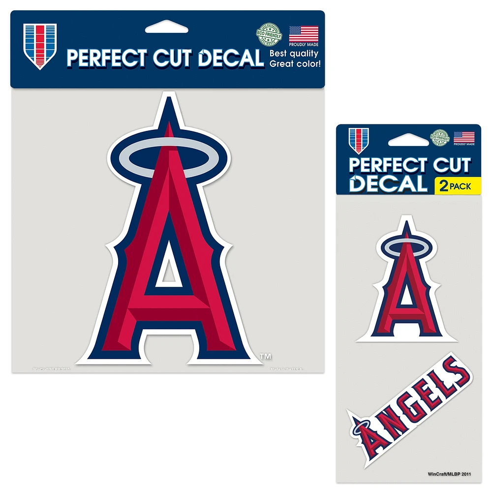 Lot de trois feuilles de décalcomanies WinCraft Los Angeles Angels Perfect Cut