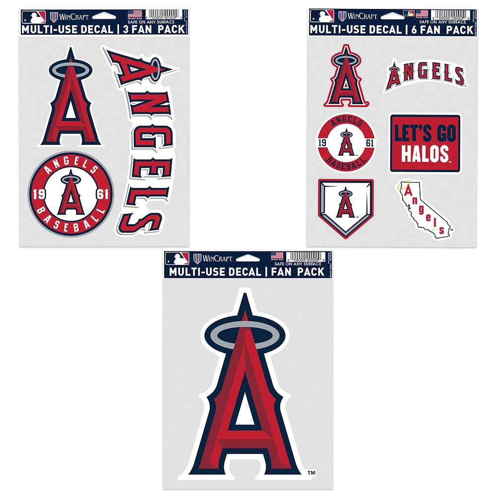 Lot de trois autocollants pour fans des Los Angeles Angels de WinCraft