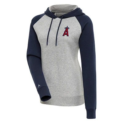 Sweat à capuche manches raglan Victory Antigua Heather Grey/Navy pour femme des Los Angeles Angels