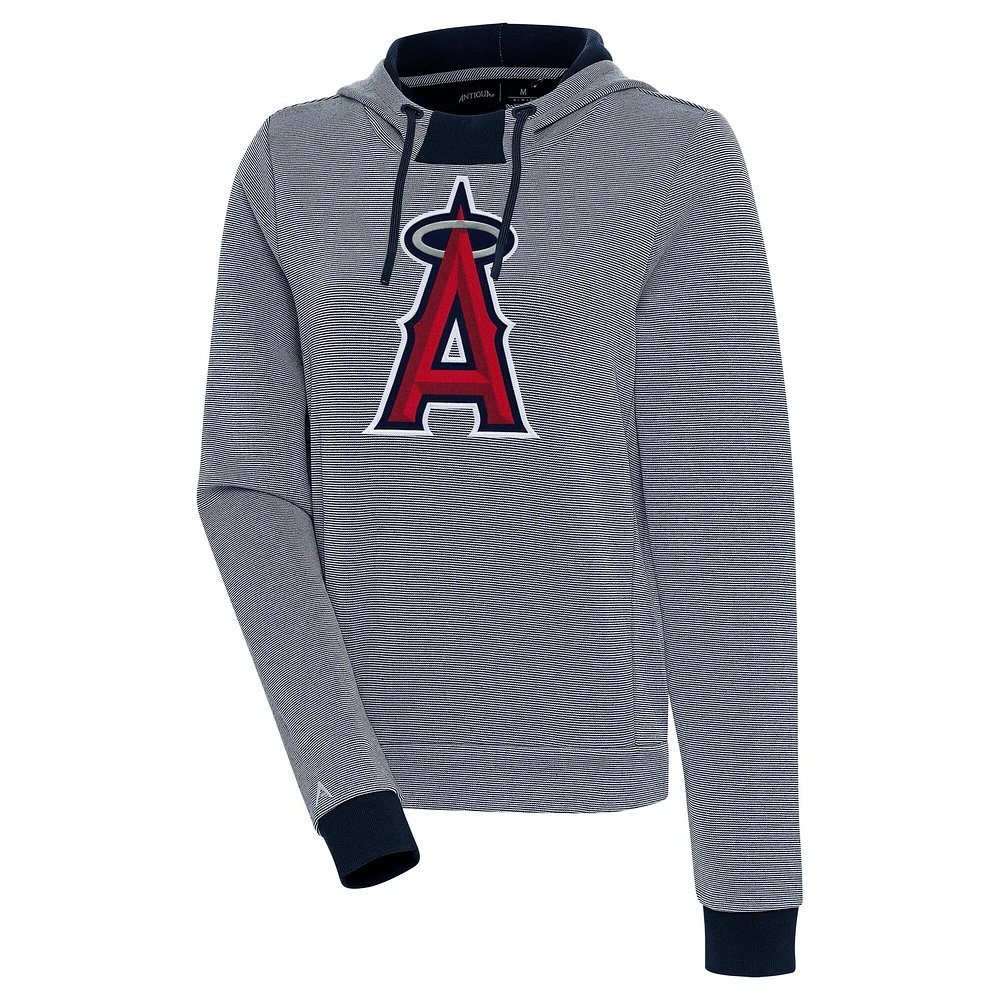Sweat à capuche trois bandes bleu marine/blanc pour femme Los Angeles Angels Axe Bunker Tri-Blend
