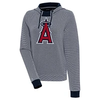Sweat à capuche trois bandes bleu marine/blanc pour femme Los Angeles Angels Axe Bunker Tri-Blend