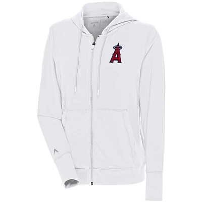 Women's Antigua  White Los Angeles Angels Moving Full-Zip Jacket