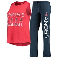 Concepts Sport Ensemble de nuit avec débardeur et pantalon Los Angeles Angels Meter Muscle bleu marine/rouge pour femme