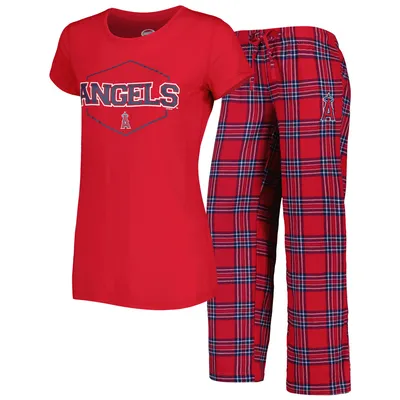 Los Angeles Angels Concepts Sport Women's Badge T-Shirt & Pajama Pants Sleep Set - Red/Navy