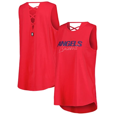 Women's DKNY Sport Red Los Angeles Angels Claire Fashion Tri-Blend Tank Top