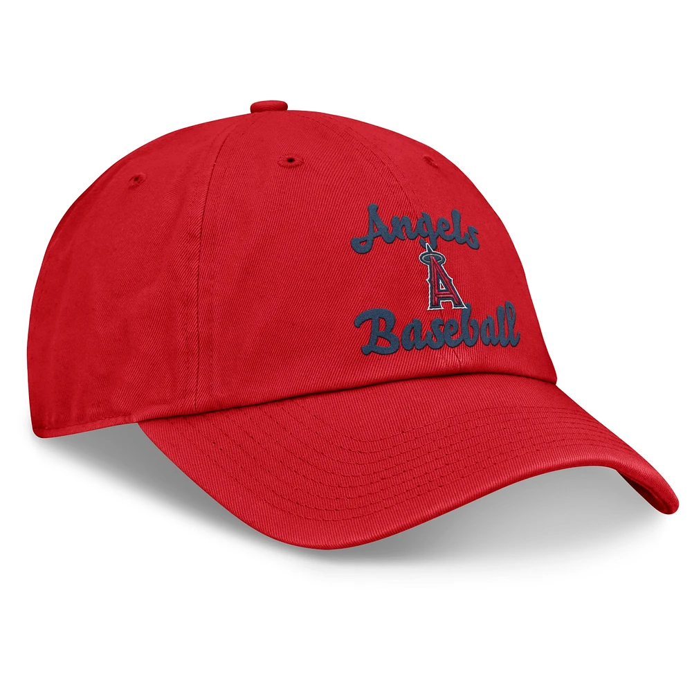 Women's Fanatics Red Los Angeles Angels Fundamental Script Logo Adjustable Hat