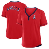 T-shirt col en V raglan rouge pour femme Los Angeles Angels League Diva Star Fanatics