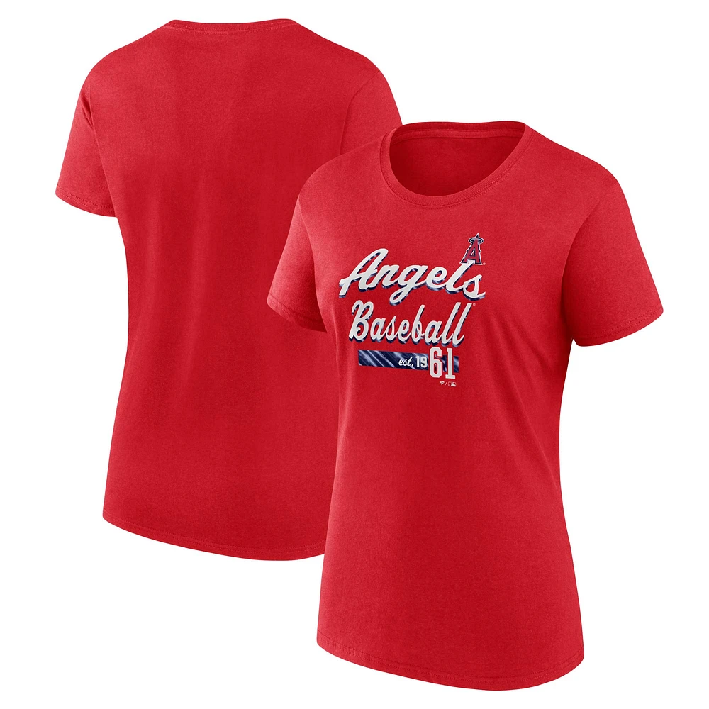 T-shirt ajusté avec logo rouge Los Angeles Angels Fanatics pour femmes