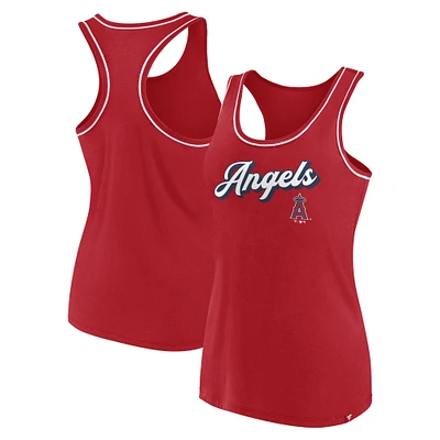 Débardeur à dos nageur avec logo Fanatics Los Angeles Angels rouge pour femmes