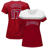 Women's Fanatics Shohei Ohtani Red Los Angeles Angels Plus Player Split Body T-Shirt