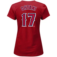 Women's Fanatics Shohei Ohtani Red Los Angeles Angels Plus Player Split Body T-Shirt