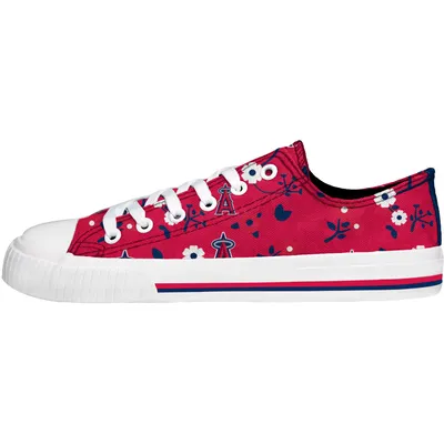 Los Angeles Angels FOCO Women's Flower Canvas Allover Shoes - Red