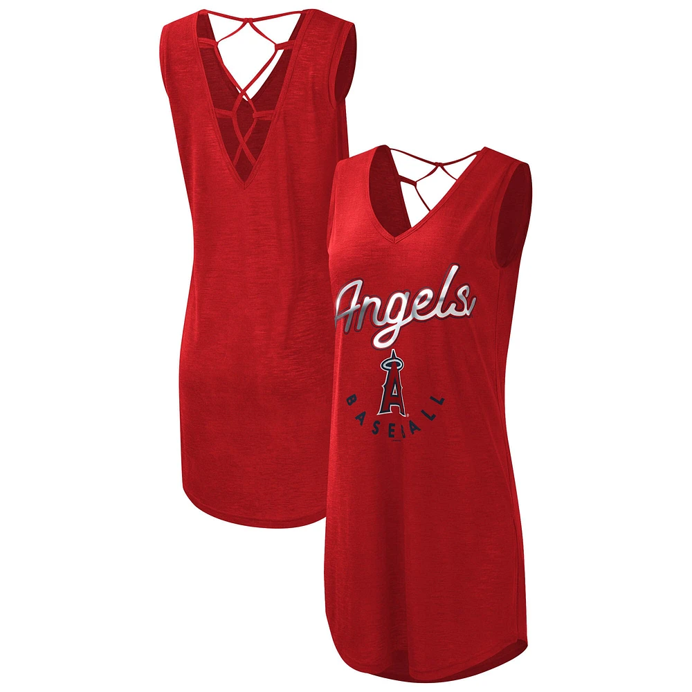 Robe G-III 4Her by Carl Banks pour femme rouge Los Angeles Angels Game Time Burnout Beach cache-cœur à col en V