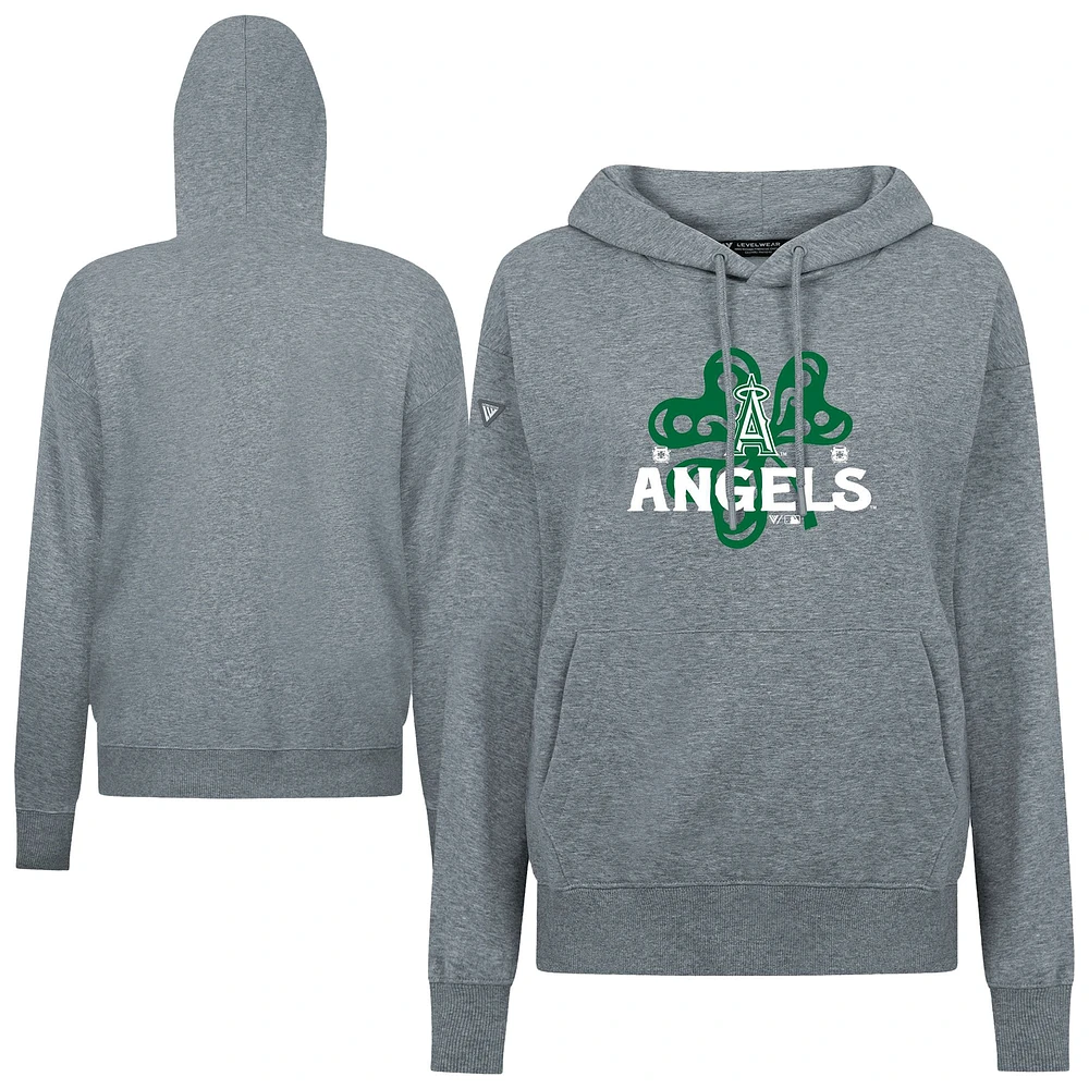 Women's Levelwear Los Angeles Angels St. Patrick's Day Adorn Shamrock Pullover Hoodie