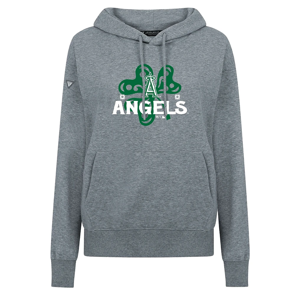 Women's Levelwear Los Angeles Angels St. Patrick's Day Adorn Shamrock Pullover Hoodie