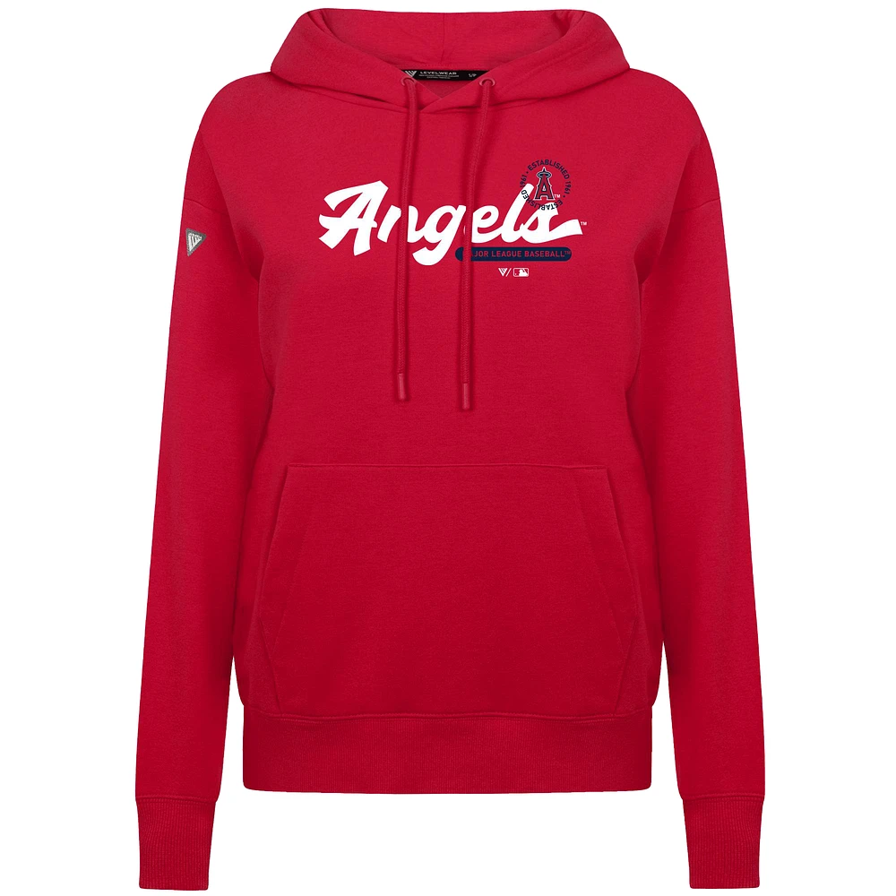 Women's Levelwear Red Los Angeles Angels Accolade Adorn Monument Pullover Hoodie