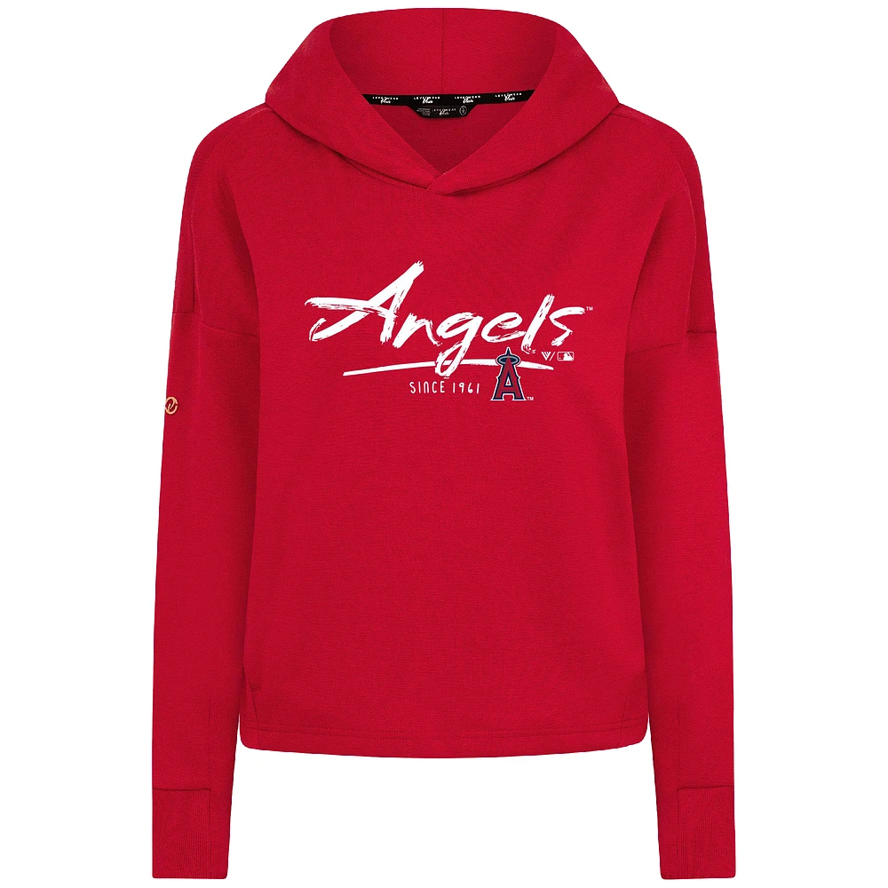 Women's Levelwear Red Los Angeles Angels Accolade Sweet Express Cropped Tri-Blend Pullover Hoodie