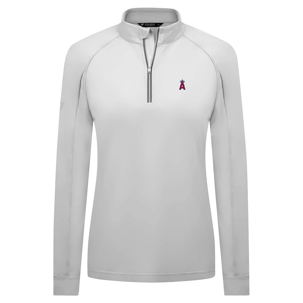 Women's Levelwear White Los Angeles Angels Kinetic Insignia 2.0 Raglan Quarter-Zip Top