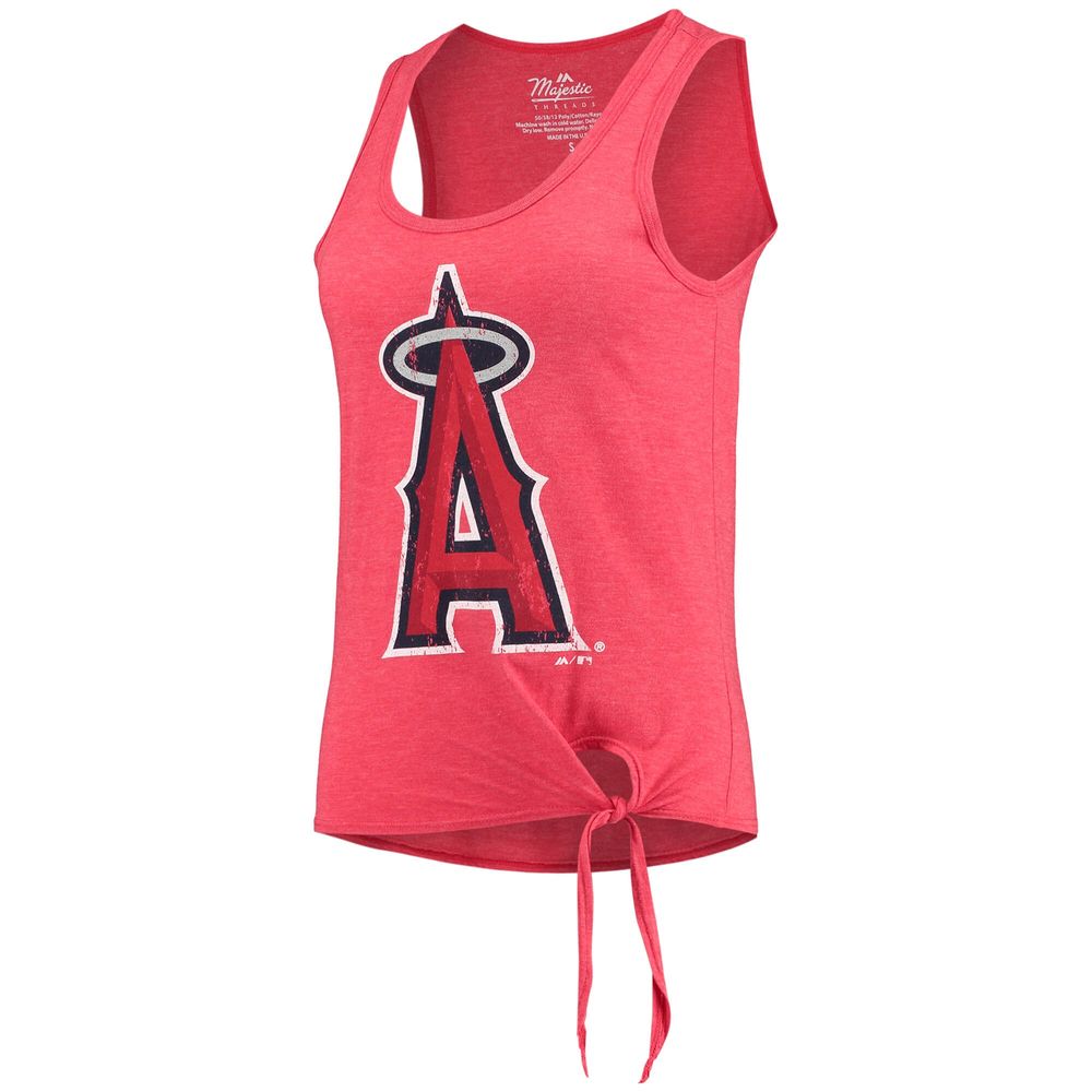 Women's Majestic Threads Red Los Angeles Angels Scoop Neck Racerback Side Tie Tri-Blend Tank Top