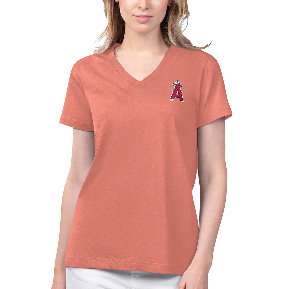 Women's Margaritaville Coral Los Angeles Angels Game Time V-Neck T-Shirt