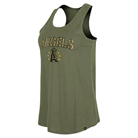 Women's New Era Olive Los Angeles Angels Armed Forces Day Tank Top