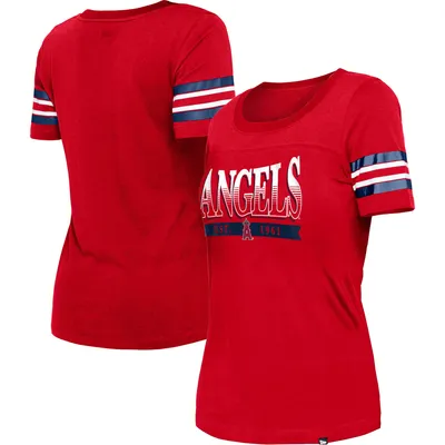 Los Angeles Angels New Era Women's Team Stripe T-Shirt - Red