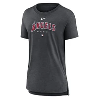 Women's Nike Heather Charcoal Los Angeles Angels Authentic Collection Early Work Tri-Blend T-Shirt