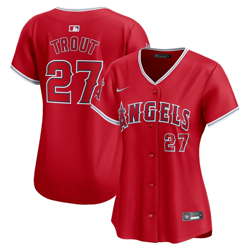 Maillot de joueur alternatif limité Nike Mike Trout pour femme, rouge, Los Angeles Angels