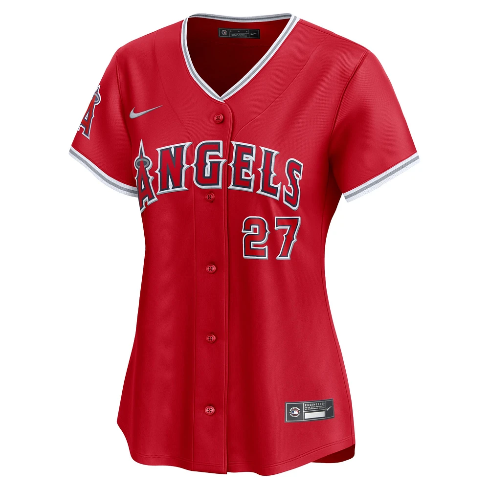 Maillot de joueur alternatif limité Nike Mike Trout pour femme, rouge, Los Angeles Angels