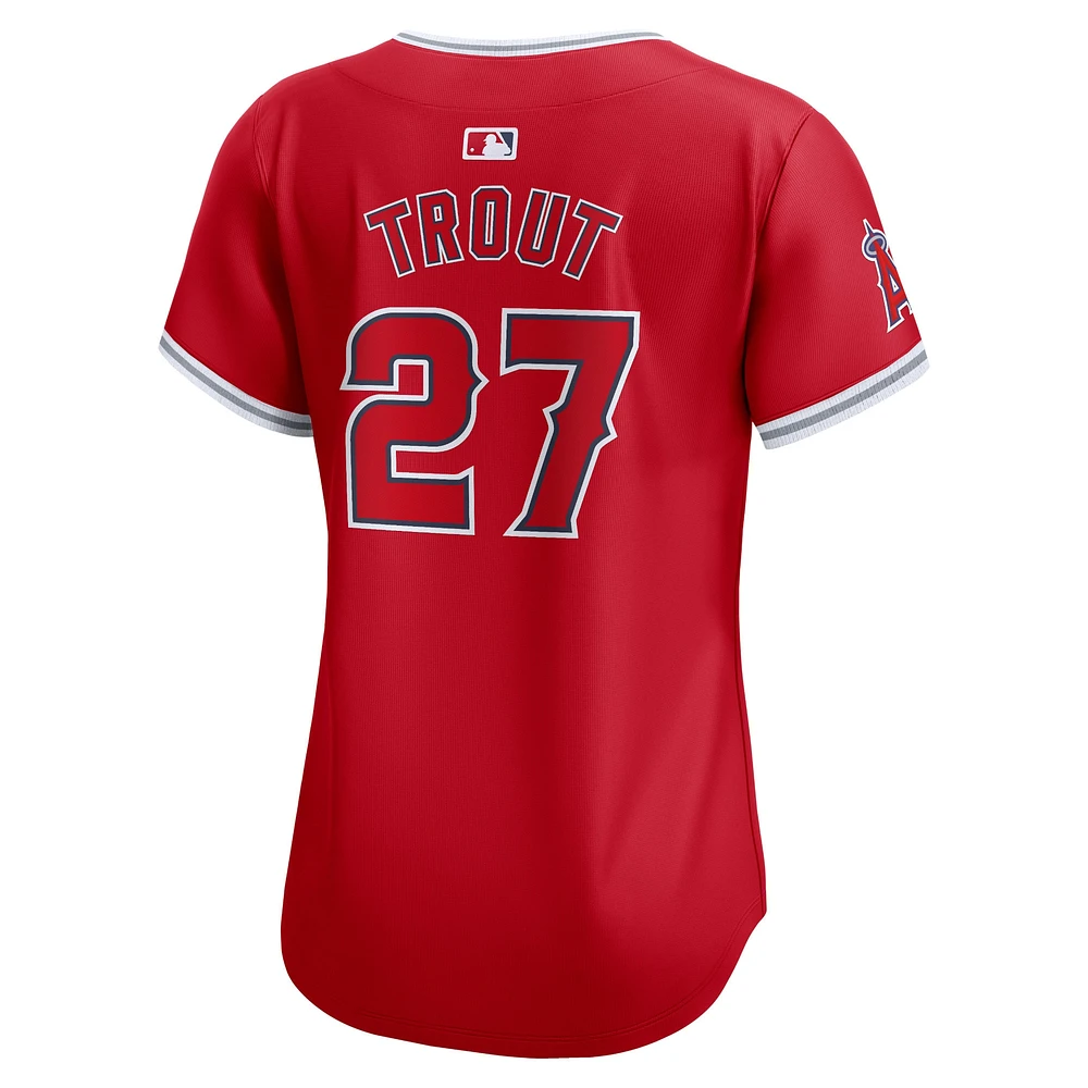 Maillot de joueur alternatif limité Nike Mike Trout pour femme, rouge, Los Angeles Angels