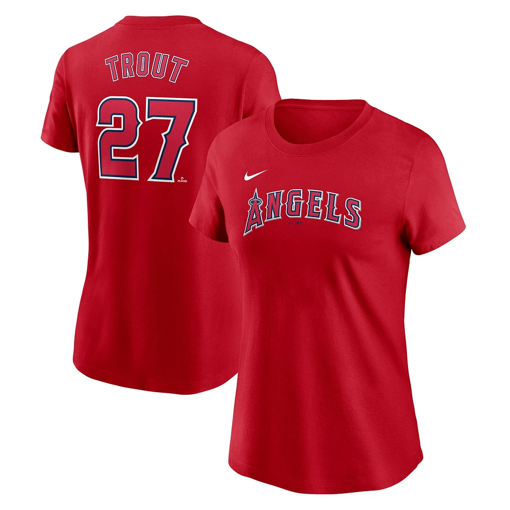 T-shirt Nike rouge Mike Trout pour femme avec nom et numéro Fuse des Los Angeles Angels