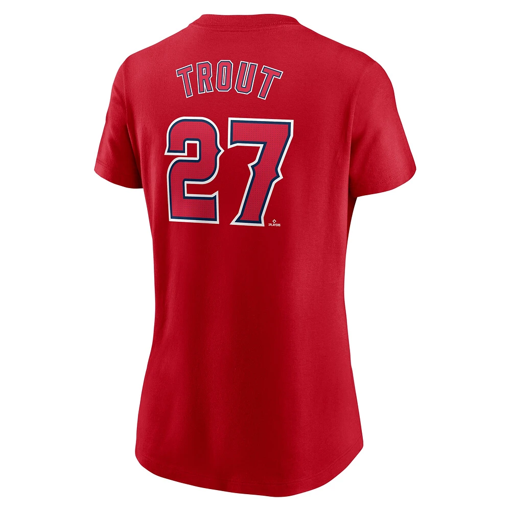 T-shirt Nike rouge Mike Trout pour femme avec nom et numéro Fuse des Los Angeles Angels