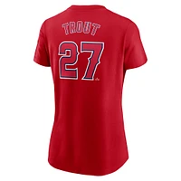 T-shirt Nike rouge Mike Trout pour femme avec nom et numéro Fuse des Los Angeles Angels