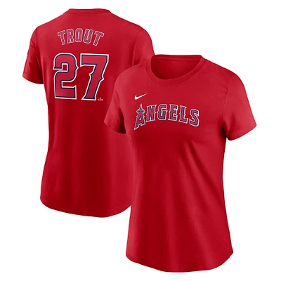 T-shirt Nike rouge Mike Trout pour femme avec nom et numéro Fuse des Los Angeles Angels