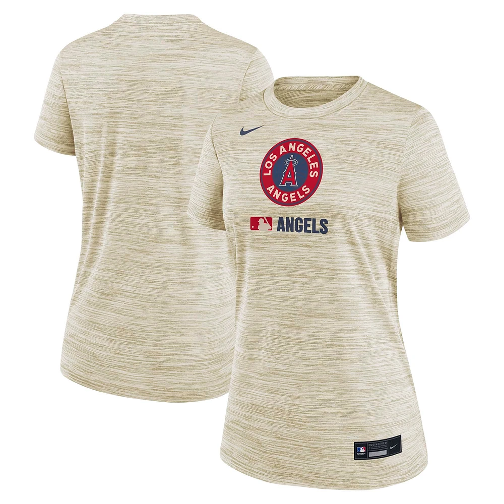 Women's Nike Natural Los Angeles Angels Authentic Collection City Connect Velocity Performance T-Shirt