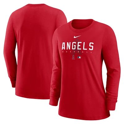 T-shirt à manches longues Nike Los Angeles Angels Authentic Collection Legend Performance pour femme, rouge