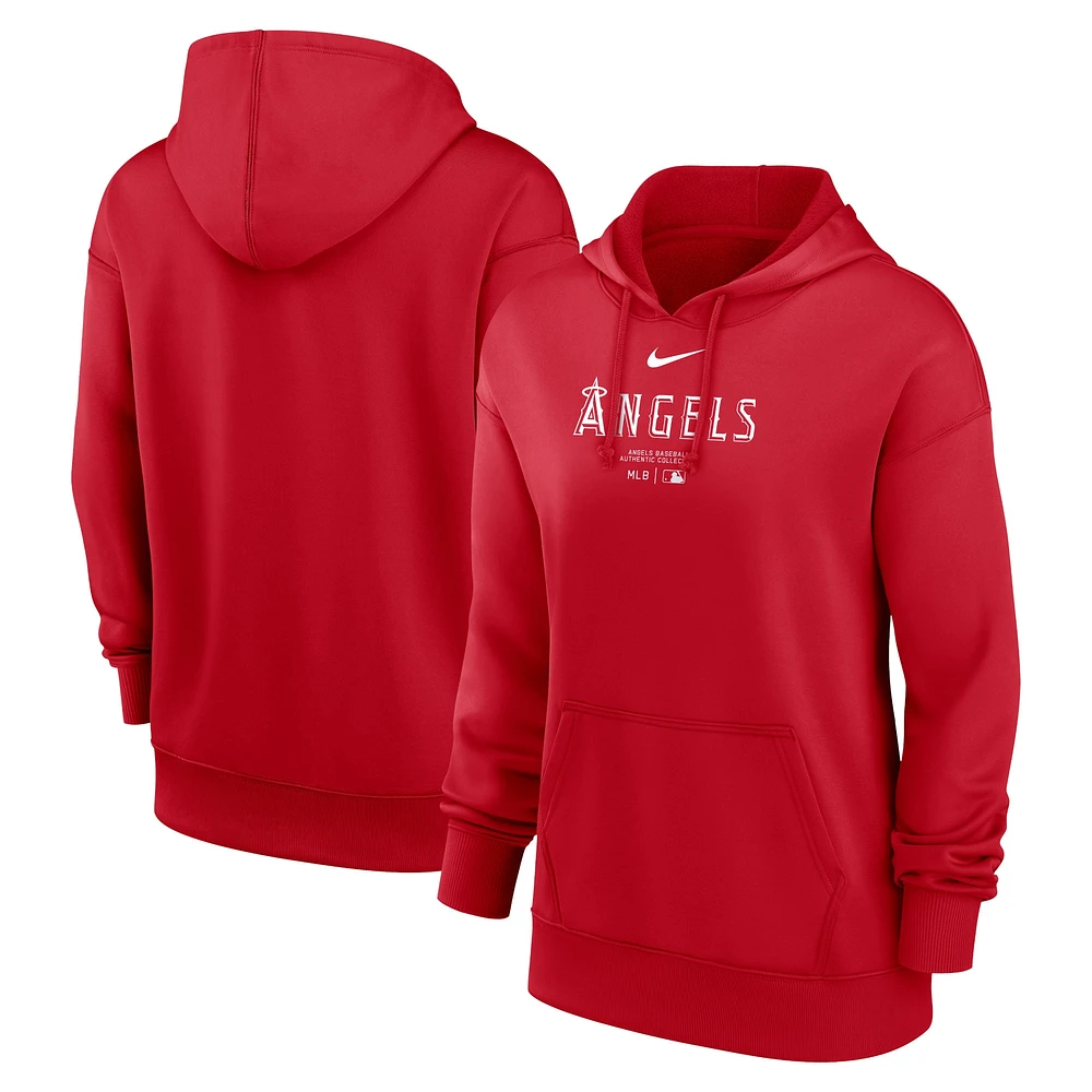 Women's Nike Red Los Angeles Angels Authentic Collection Performance Pullover Hoodie