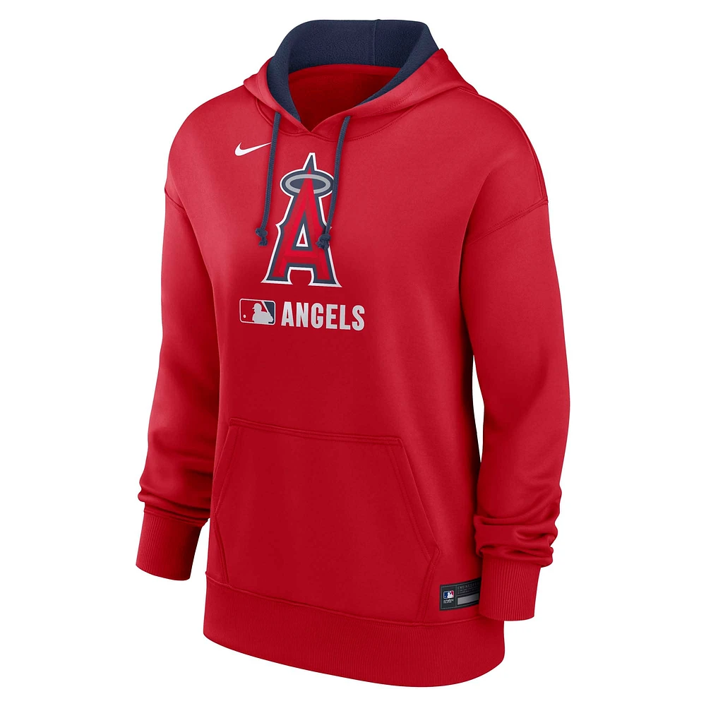 Women's Nike Red Los Angeles Angels Authentic Collection Performance Pullover Hoodie