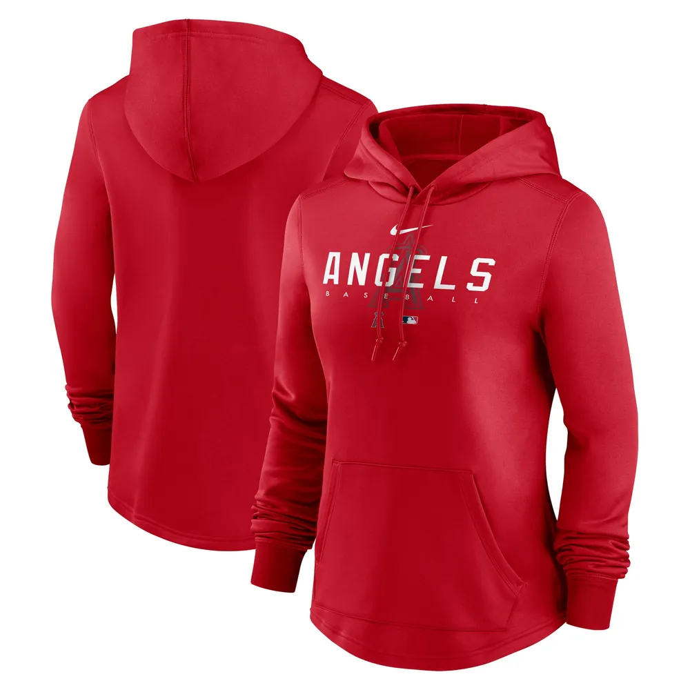 Sweat à capuche Performance d'avant-match Nike Los Angeles Angels Authentic Collection rouge pour femme