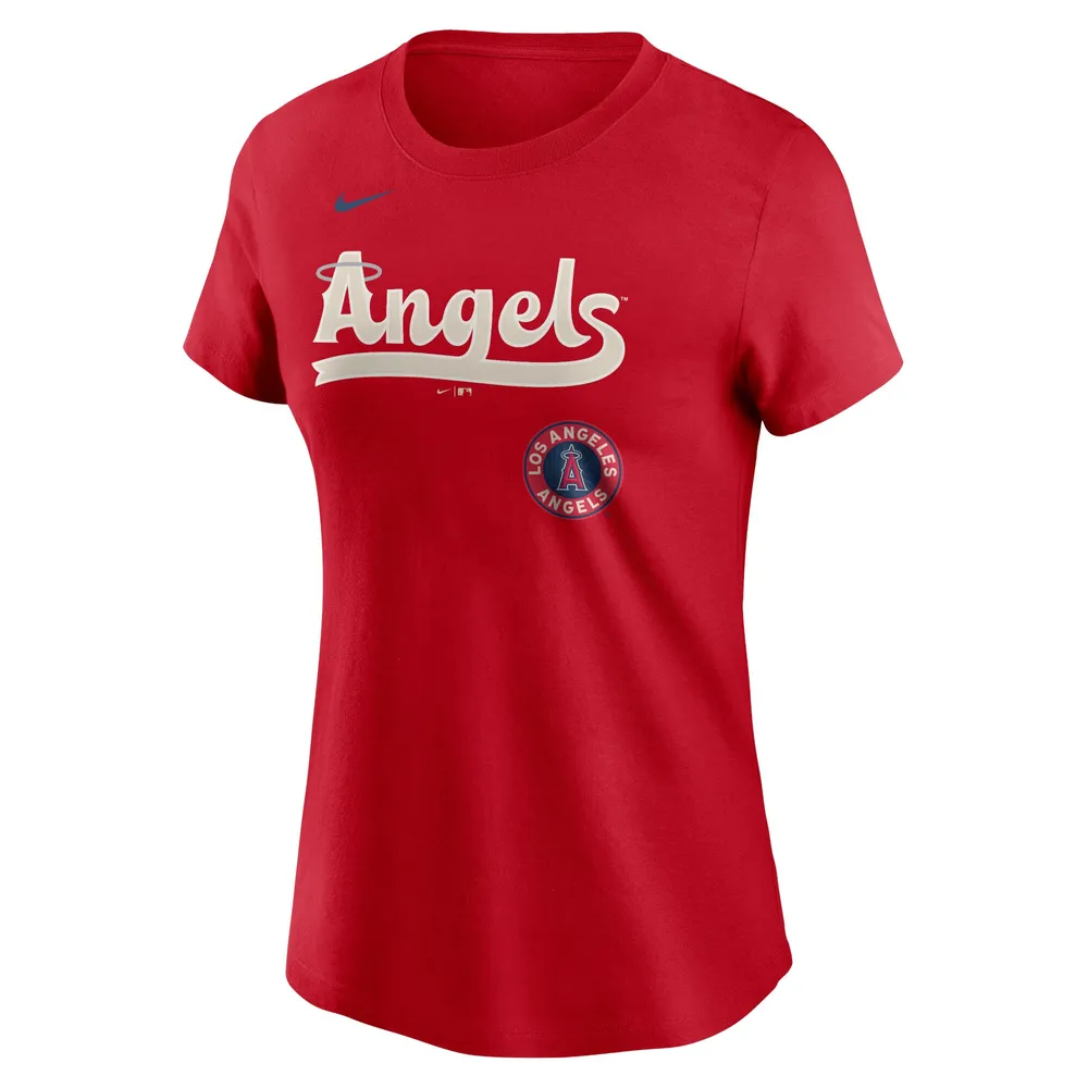 T-shirt Nike Los Angeles Angels City Connect Wordmark rouge pour femme