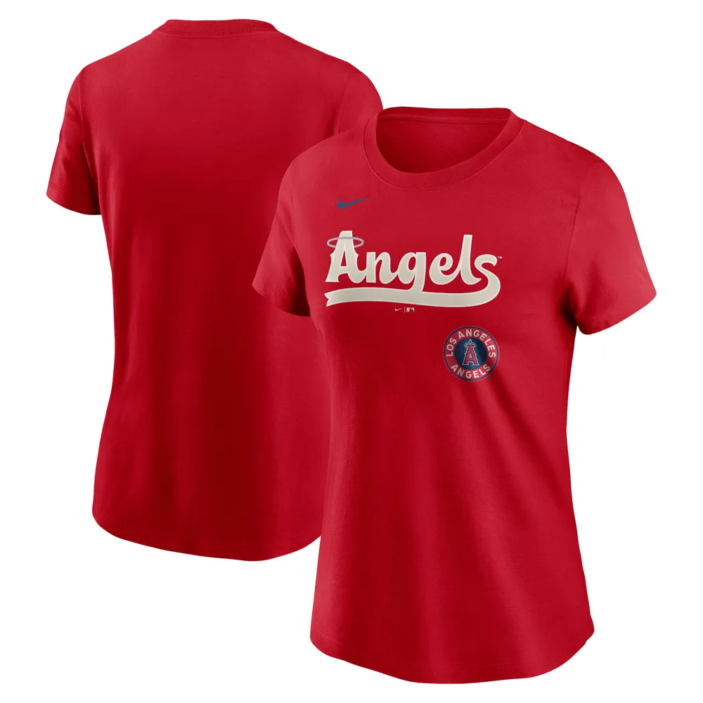 T-shirt Nike Los Angeles Angels City Connect Wordmark rouge pour femme