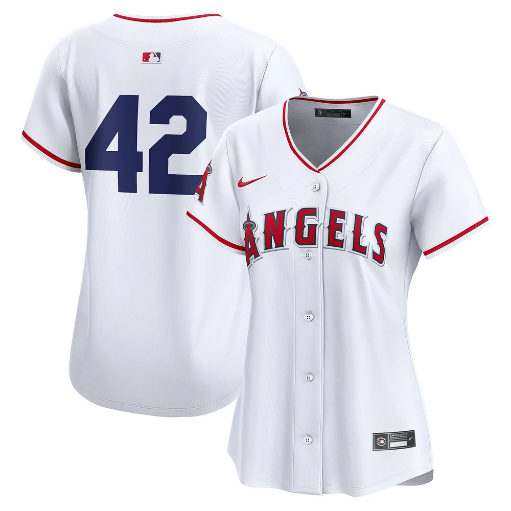 Maillot Nike blanc Los Angeles Angels 2024 Jackie Robinson Day Home Limited pour femme