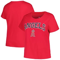 T-shirt rouge avec logo Arch de taille grande pour femmes, Los Angeles Angels