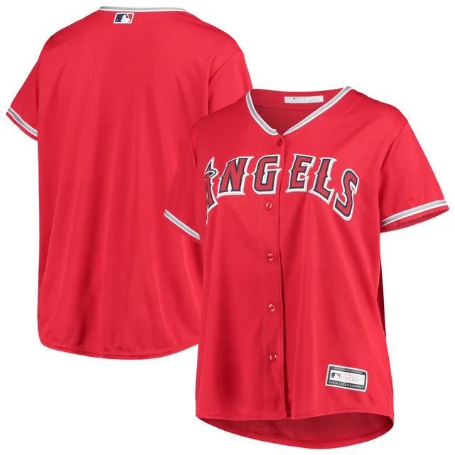 Los Angeles ANGELS MLB Majestic White w Pink Sleeves & Trim Jersey  Womens L XL