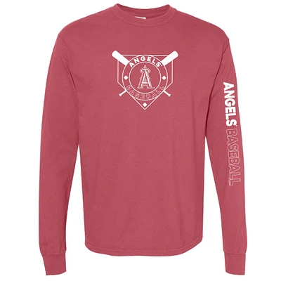 T-shirt à manches longues teinté pigmenté rouge doux comme un raisin pour femme des Los Angeles Angels