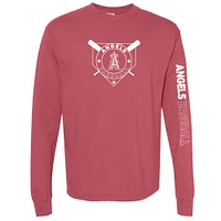 T-shirt à manches longues teinté pigmenté rouge doux comme un raisin pour femme des Los Angeles Angels