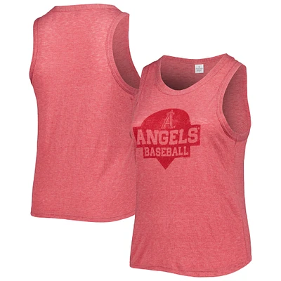 Women's Soft as a Grape Red Los Angeles Angels Plus High Neck Tri-Blend Tank Top