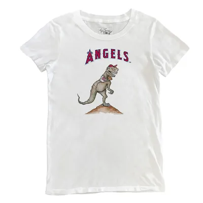 Women's Tiny Turnip White/Red Los Angeles Angels Angel Wings 3/4-Sleeve Raglan T-Shirt