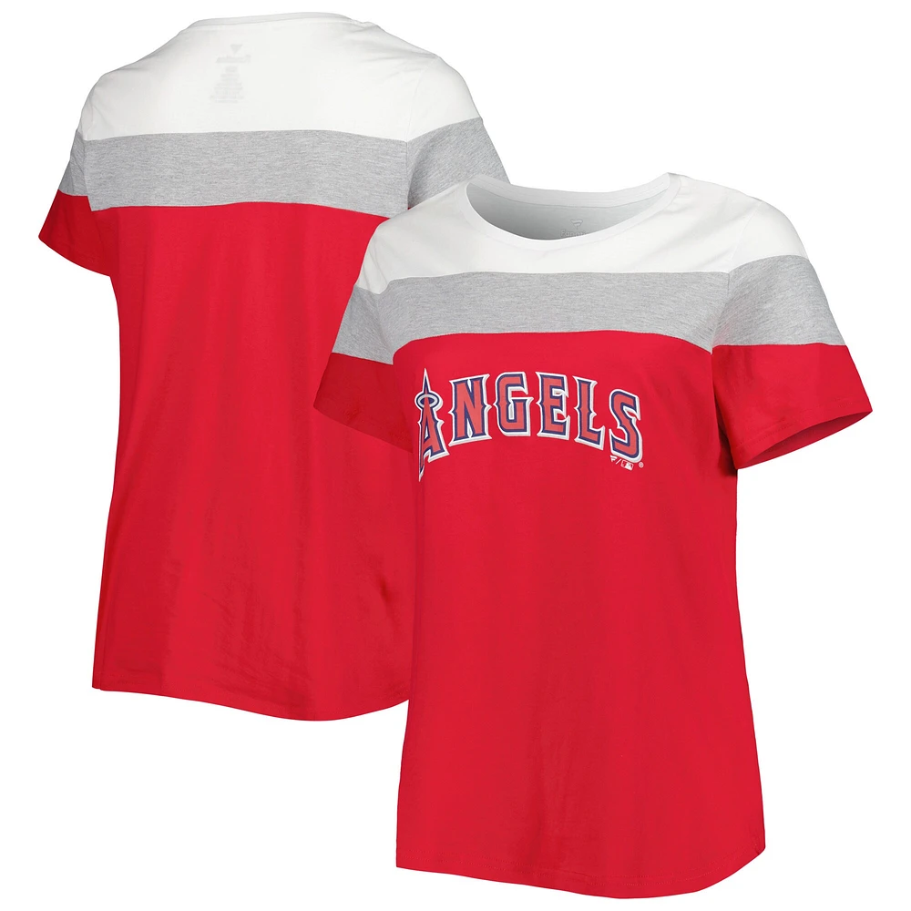 Women's White/Red Los Angeles Angels Plus Colorblock T-Shirt